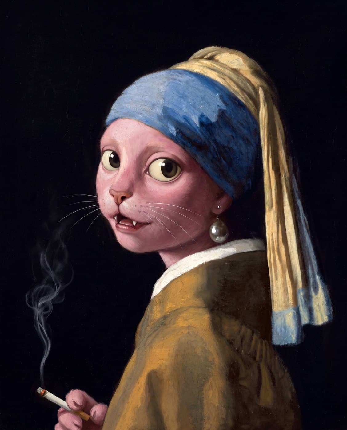 Puss as Girl with a Pearl Earring